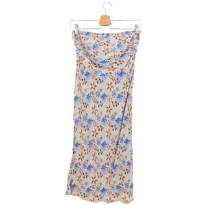 VTG Charlotte Russe 90s Floral Print Strapless Tie Sheath Beaded Dress Size‎ S